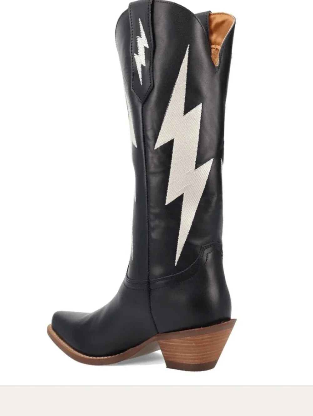 Dingo Black Thunderbolt Leather Boots Brand New In Box - Picture 10 of 13